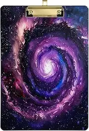 [GAIREG] Purple Spiral Galaxy Art Clipboards, Acrylic Clipboards for Office, A4 Letter Size 12.5 x 9 Inches Gold Clip