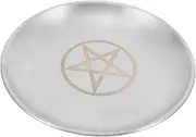 HAMPPLIES Pentagram Candle Holder Tray Elegant Stainless Steel Altar Plate for Rituals Meditation Home Decor Safe Design for Ceremonies and Display
