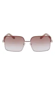 FERRAGAMO 60mm Gradient Rectangular Sunglasses in Rose Gold/Nude at Nordstrom One Size