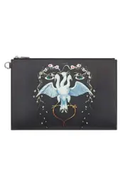 Givenchy Bird Printed Pouch In Coated Canvas
