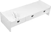 Desktop Monitor Stand Riser with Drawer Elevate Your Screen for Comfortable Viewing Multi Functional Storage for Office Desks Easy to Clean Design