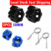 2pcs 5cm Barbell Clamp Collar Clips Olympic Weightlifting Lift Spring Lock