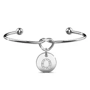 Fancy Alphabet Letter Initial Bangle in White Gold -O