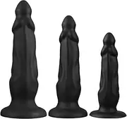 Oversized Fantasy Dildo Silicone Soft Big Butt Plug G Spot Anus Expansion Prostate Massage Anal Dildo Sex Games for Women Men(Black,S)