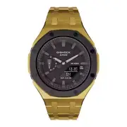 Casioak Mod Royal Oak Casio G-Shock GA-2100 Gold Metal Watch Black Bezel GA2100