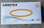 Ambitex Size Medium Powder Free Blue Nitrile Gloves 1 box = 100 gloves NMD400