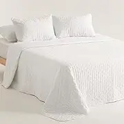 GAMUSI Bedspread for Bed 80/90 cm Lightweight Transitional Spring Summer Quilted 180 x 270 cm White