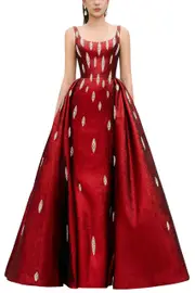 [TRACY STUDIO] JEMMA BALL GOWN LOOSE STRAP TAFFETA FLOOR LENGTH DRESS RED XL