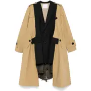 [Sacai] Sacai Panel-detailed Trench Coat II NUMERIC BROWN/BLACK
