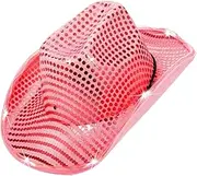 [COLLBATH] Luminous Cowgirl Hat with Glitter for Festivals Parties and Halloween Light Up Decoration Pink