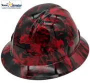 Red Flames Hydro Dipped Full Brim Hard Hat with Ratchet Suspension