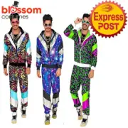 N1451 Unisex Womens Mens 80s 90s Sweat Tracksuit Costume Shell Suit Retro Neon