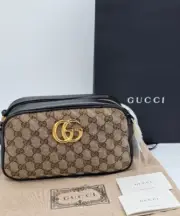 38A❤️NWOT GucciGG Marmont Shoulder Bag Diagonal Quilted GG Canvas Small