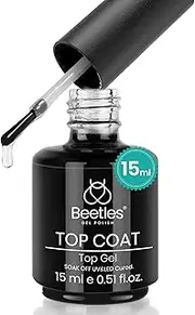 beetles Gel Polish No Wipe Gel Top Coat - Clear Color Gel Shine Finish and Long Lasting, Soak Off Nail Lamp Gel, 15ml