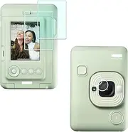 HUIPUXIANG Screen Protector for Fuji Fujifilm Instax Mini Liplay + Lens PET Flim [2+2 Pcs] on Camera (for Accessories), 0.3mm High Definition 9H Hardness Optical LCD Premium Glass Protective Cover