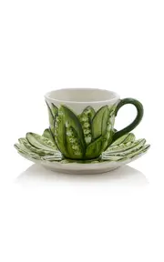 [Moda Domus] Set-of-Six Lily of the Valley Ceramic Tea Cup and Saucers