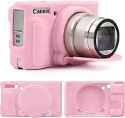 TYUANDOUER SX740 SX730 Camera Case, Soft Silicone Case for Canon PowerShot SX740/SX730 HS Camera, Lightweight Skin Body Rubber Protective Cover for SX740 SX730 with Detachable Lens Cap - Pink