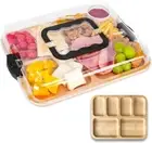 Charcuterie Board with Lid and Handle, Bamboo Cheese Board Platter, Large Snack