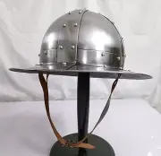 Medieval Kettle Hat Century Knight Helmet with Free Liner Silver Sugarloaf Gladi