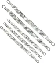 ESEWALAS 5PCS Universal Automotive Ground Strap,Professional Vehicle Grounding Cable Straps,Braided Tinned Copper Engine Ground Wire with Rings Terminal,Flat Braided Copper Grounding Strap