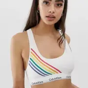 Calvin Klein Womens Pride Rainbow Bralette Wireless Racerback Bra Size Small