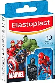 Elastoplast Kids Marvel Plasters (20 Pack) | Superhero Character Designs | Assorted Sizes | Safe for Children's Sensitive Skin | Water-Resistant Material | Easy Removal | Protects Cuts from Infection