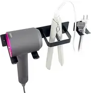 [otuiaim] Hair Dryer Straightener Wall Mount with Cable Management, Metal Wall Mount for Space Saving Hanging Hair Dryer in The Bathroom, Tool Storage Organiser, Black