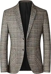 [Aosufei] Men's Comfort Casual Wedding Party Suit Jacket Lightweight Solid Dress Blazer Suits Stylish Business Tuxedo Jacket, Khaki5, Medium