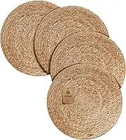 UniQloth Jute Braided Placemats Set of 4 Reversible, 100% Jute, Nonslip 14 inch Round Farmhouse Vintage Jute Placemats for Dining Table, Perfect for Indoor Outdoor, Natural
