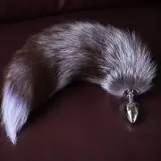 Anal Butt Stainless Steel Plug Big Long Rabbit Fox Fur Tail Bunny Adult Sex Toy