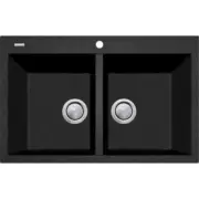 Oliveri Santorini Black Piccolo Double Bowl Topmount Sink