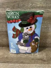 Christmas Felt Kit Snowman And Kittens 18” Design Works New In Bag Sequins Beads