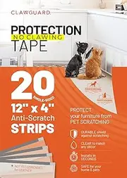 CLAWGUARD Protection Tape 20-Pack Surface Protectors from Dog and Cat Scratch - Anti Scratch for Cats - Door Guards for Dogs - Training Tape Barrier for Corners, Sofa, Chairs, Screens, Glass, Floors