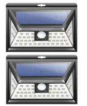 2 Solar LED Light Solar Sensor Motion Light 46 LED Outdoor Lamp Waterproof Black