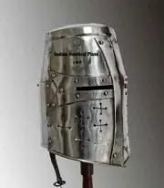 Medieval Crusader Helmet 18 ga Medieval SCA LARP Great Templar Helmet