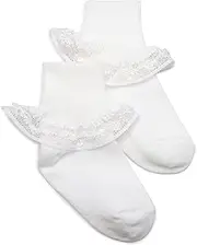 [Jefferies Socks] Country Kids Rose Chain Lace Sock, White
