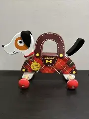Janod Magnet Toy Crazy Rocky Pull Along Wooden Bendy Dog Wagging Tail France