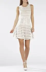 NEW BCBGMAXAZRIA JALINA SLEEVELESS LACE-BLOCKED DRESS JBO64D73/B434A SIZE XS