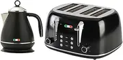 Vintage Electric Kettle and Toaster SET Combo Deal Stainless Steel Black