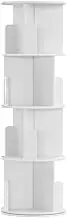 Artiss Bookshelf, 4 Tiers Book Shelf Corner Wall Shelves Swivel Display Bookcase Bookshelves CD DVD Storage Rack Home Living Room Bedroom Office Furniture, Free Standing Sturdy Base White