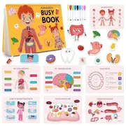 Montessori Busy Book for Kids,Human Body Anatomy Book,Learning Activities,Autism Sensory Toys,Travel Toys,Gifts For Kids 3+