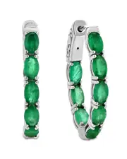 Diana M. Fine Jewelry 14K 3.40 ct. tw. Emerald Hoops