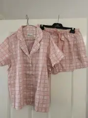 Peter Alexander Ladies Pyjama Set Peach Check Large
