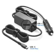 KFD 100W & 18W USB-C Dual Port Laptop Car Charger 12V-24V Compatible With Macbook and Other Laptop, 18W for Tablets & Smartphone [C118-118W USB C]