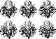 uxcell 6Pcs Handmade Beaded Patches, Glass Crystal Rhinestone Appliques Vintage Sew on Beaded Patch for Clothing DIY Sewing Accessories, Grey
