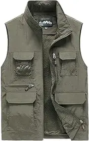 [AKTQL88] Men's Vest Outdoor Multi-Pocket Fishing Vest Sleeveless Casual Jacket Breathable Photography Hiking Travel Gilet