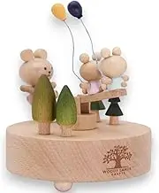Woodylands Music Box. Birthday Play On a Seesaw. The City of The Sky Tune. Diameter 11cm by 13cm Height. Moving Seesaw, Beechwood Material in a Premium Gift Box