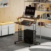 HOMCOM Adjustable Standing Desk, Stand Up Desk with Power Outlets, Brown