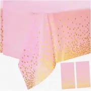 Party Perfect Pink Gold Tablecloth - 2 Pack | Disposable, Waterproof, Rectangle