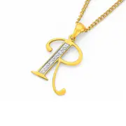 9ct Gold Diamond Initial R Pendant